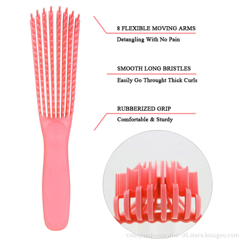 Black Pink Green 4c Curly Wavy Wet Afro Textured Detangling Brush for Natural Black Hair